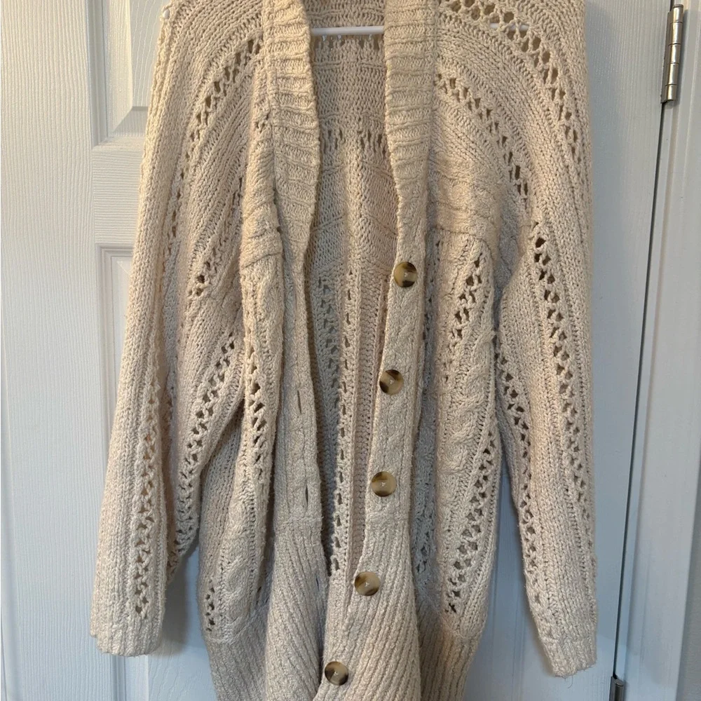 Free People Cream Button-Front Cardigan - Picture 3 of 8